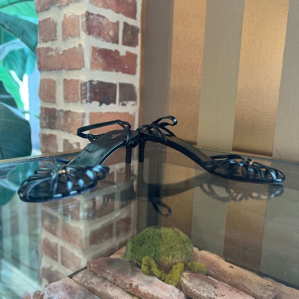 CELINE Black Lambskin Triomphe Sandals SZ 36.5 (US 6.5)